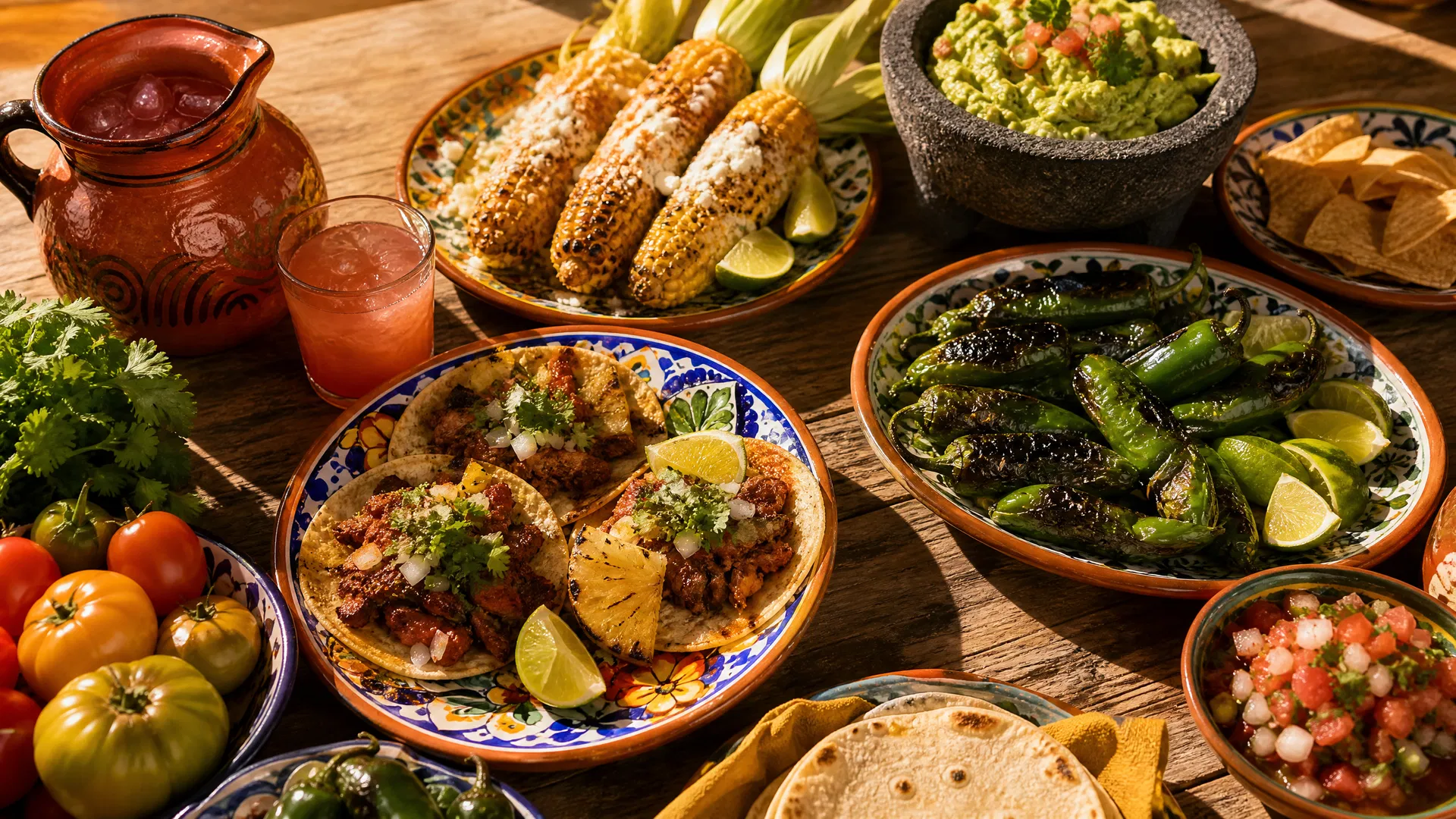 A table of vibrant Mexican dishes